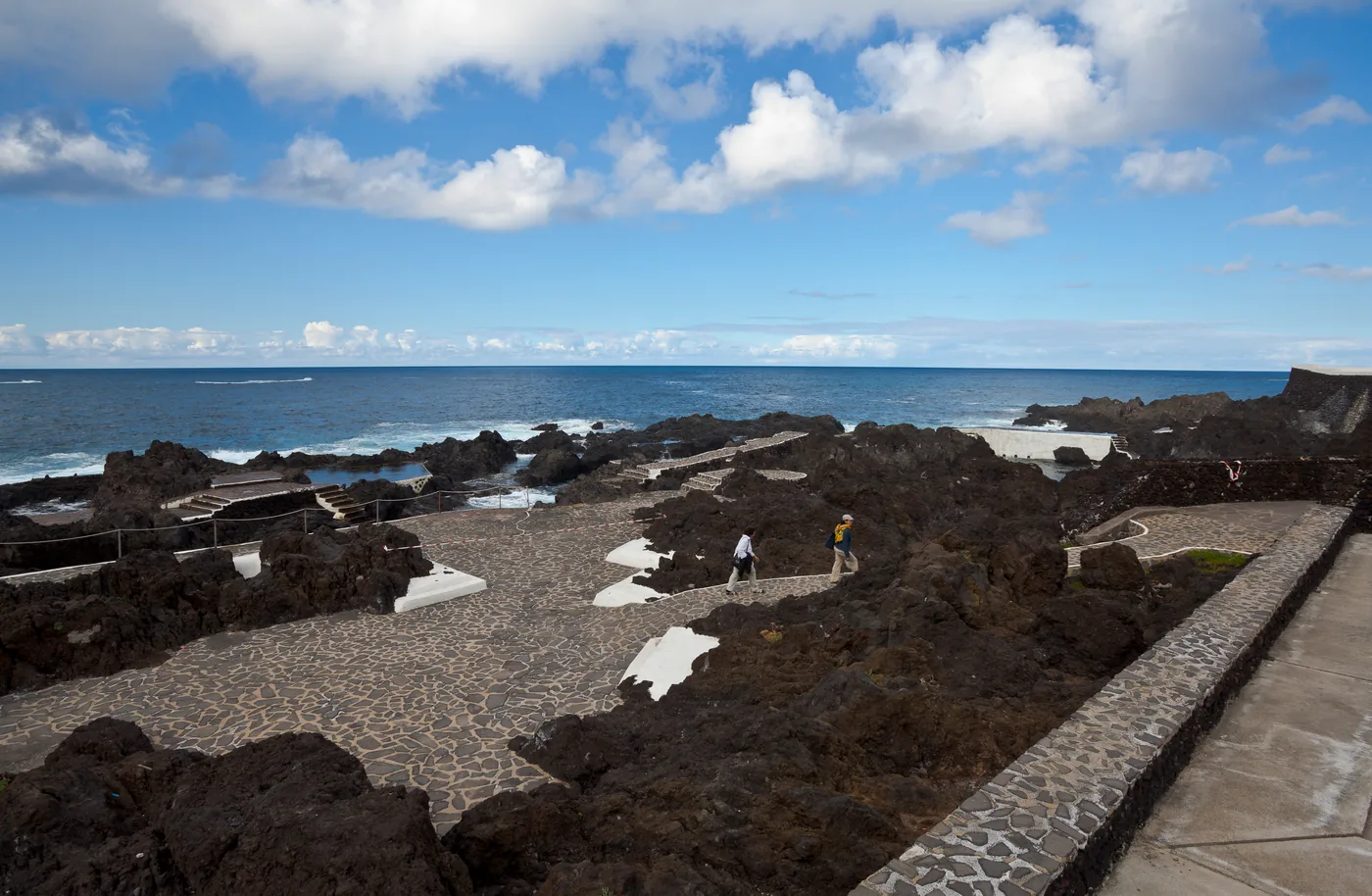 Lava pools and stone paths at El Caletón on the Garachico seafront, Tenerife.