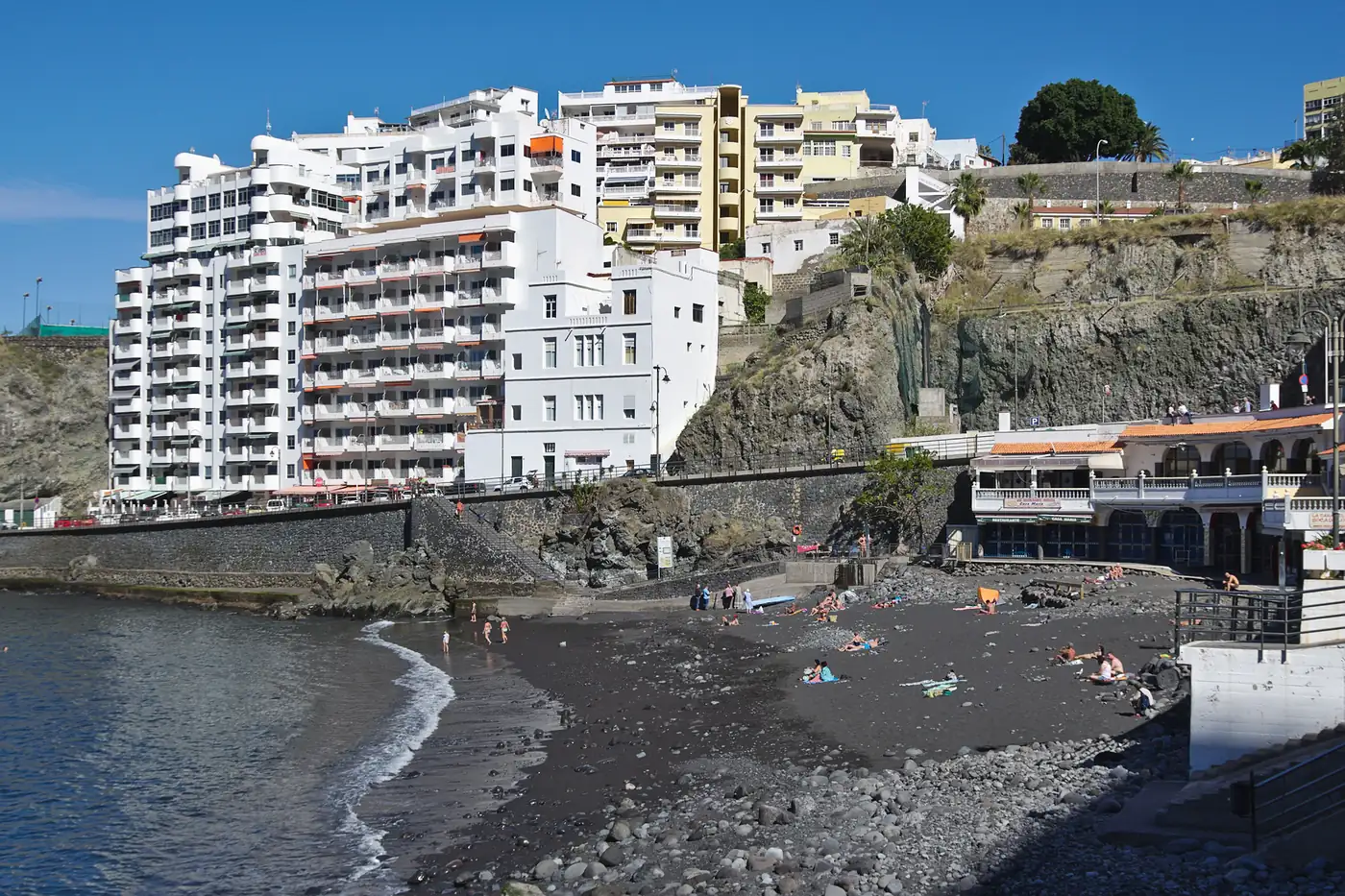 The sheltered cove of Playa de San Marcos below Icod de los Vinos, Tenerife.