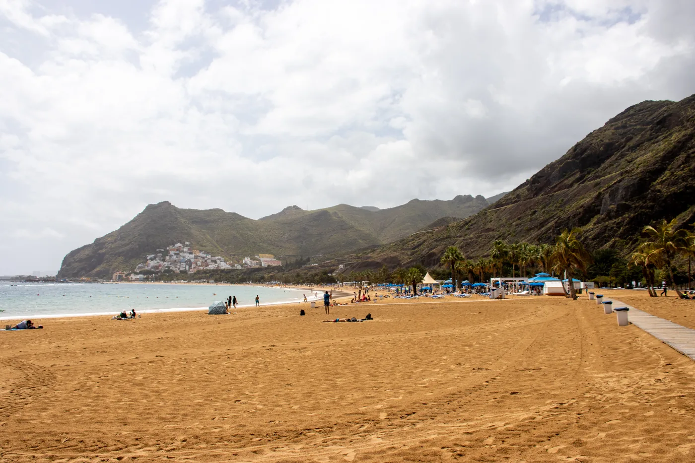 The long golden beach of Las Teresitas below the Anaga hills, Tenerife.