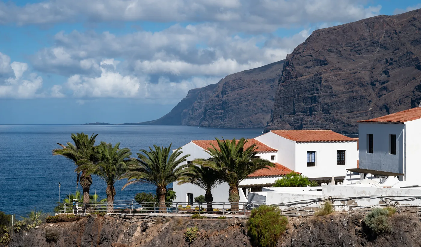 The Los Gigantes cliffs falling into the sea on the west coast of Tenerife.