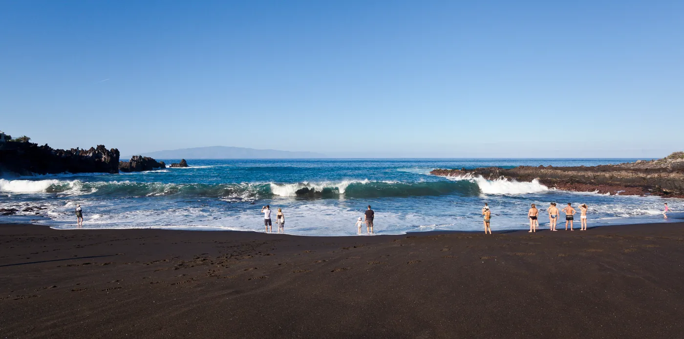 Puerto de Santiago on the west coast of Tenerife, with the Los Gigantes cliffs beyond.