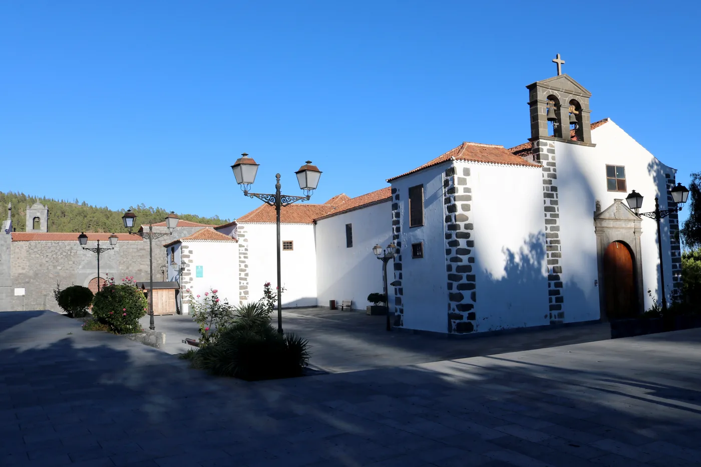 The church of San Pedro Apóstol in Vilaflor, Tenerife, among the pines.