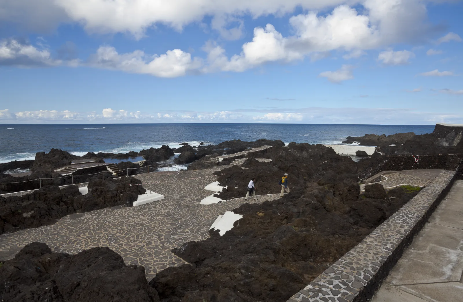 Lava pools and stone paths at El Caletón on the Garachico seafront, Tenerife.